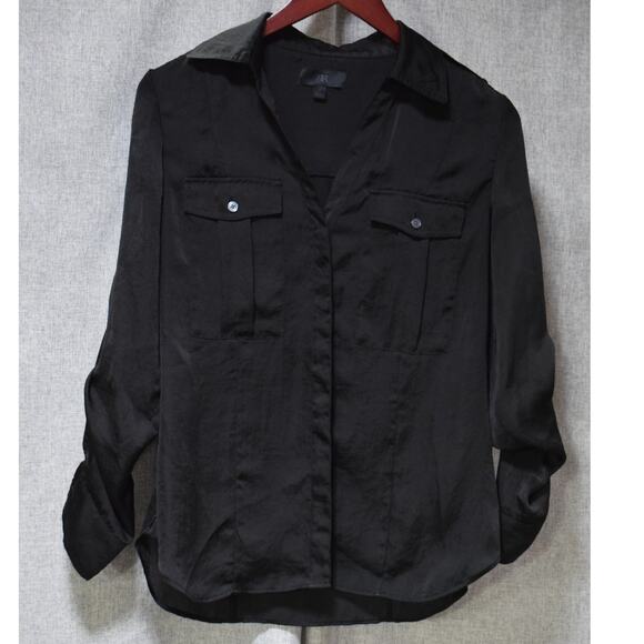 Banana Republic Black Button-Up Utility Blouse - Size 6 - Picture 1 of 3